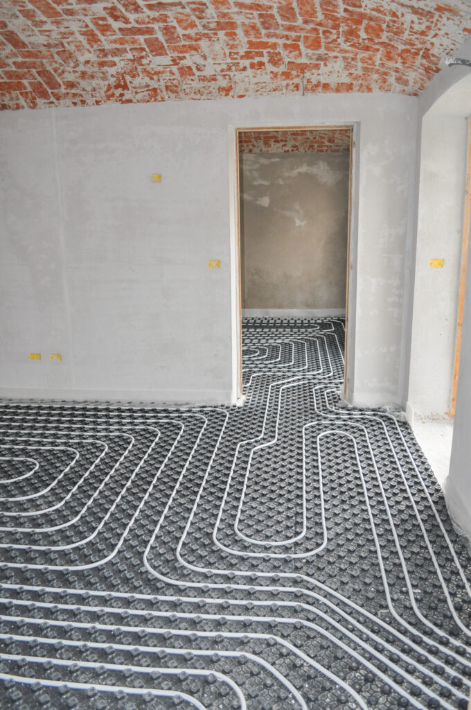 Underfloor heating and cooling indoor climate control for thermal comfort using conduction radiation and convection Long Ashton
